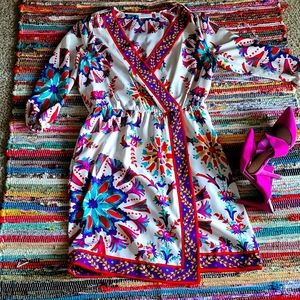 Faux wrap dress with pockets